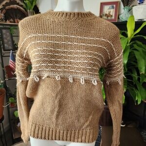 Elsamanda Anthropologie Alpaca brown & white sweater size small